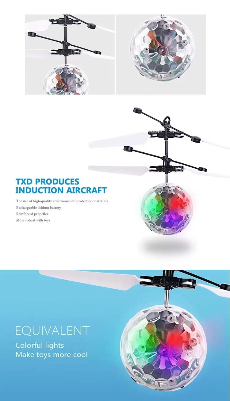 Wholesale of remote-controlled intelligent sensing crystal ball seven-color flashing flight charging aircraft pic 3