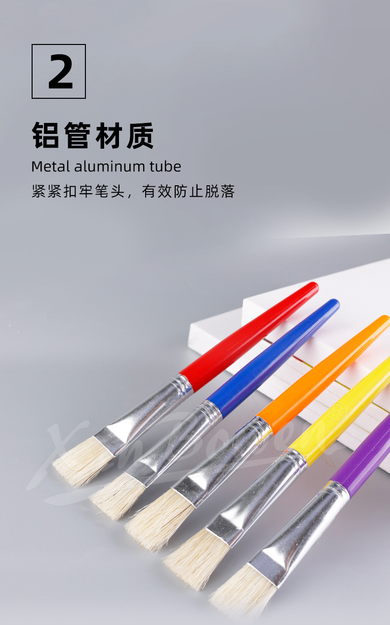亚马逊30支猪鬃毛画笔套装儿童美术油画笔涂鸦DIY绘画塑料杆批发详情5