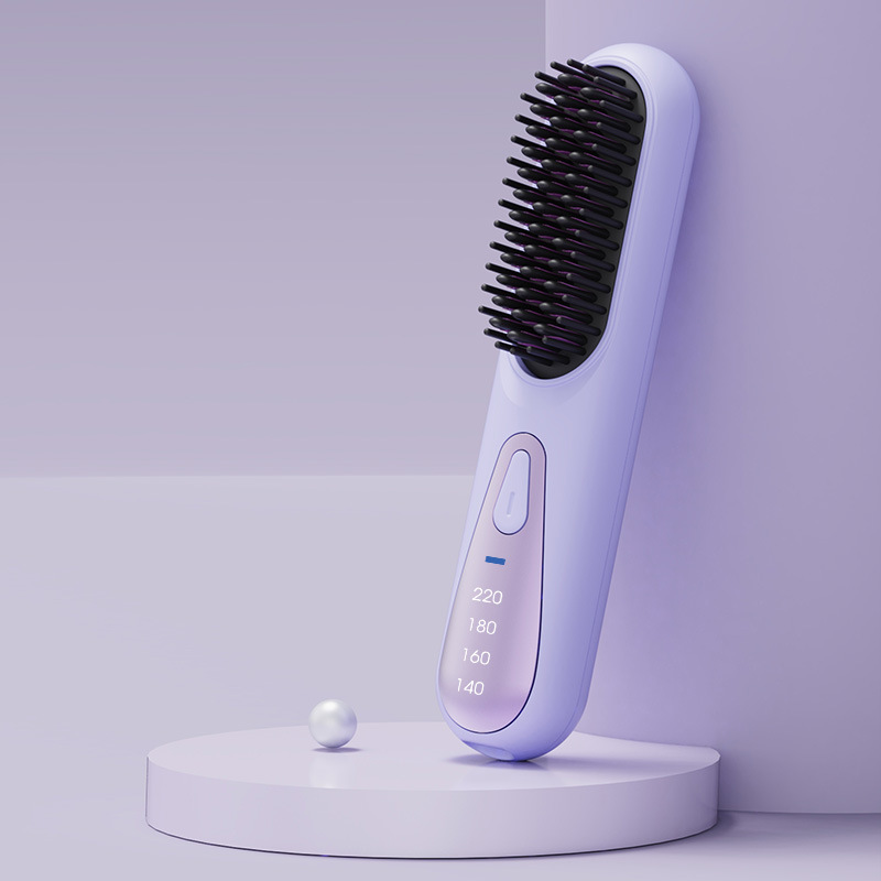 跨境新款无线直发梳不伤发便携懒人充电直发器迷你防烫伤恒温详情19