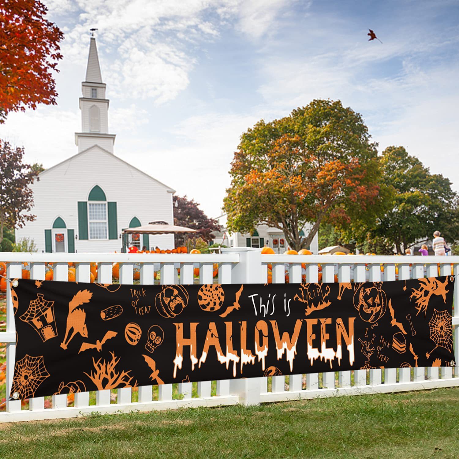 Customized cross-border Halloween couplet banner, festival decoration, polyester printed Halloween background cloth set, and hanging flag pic 21