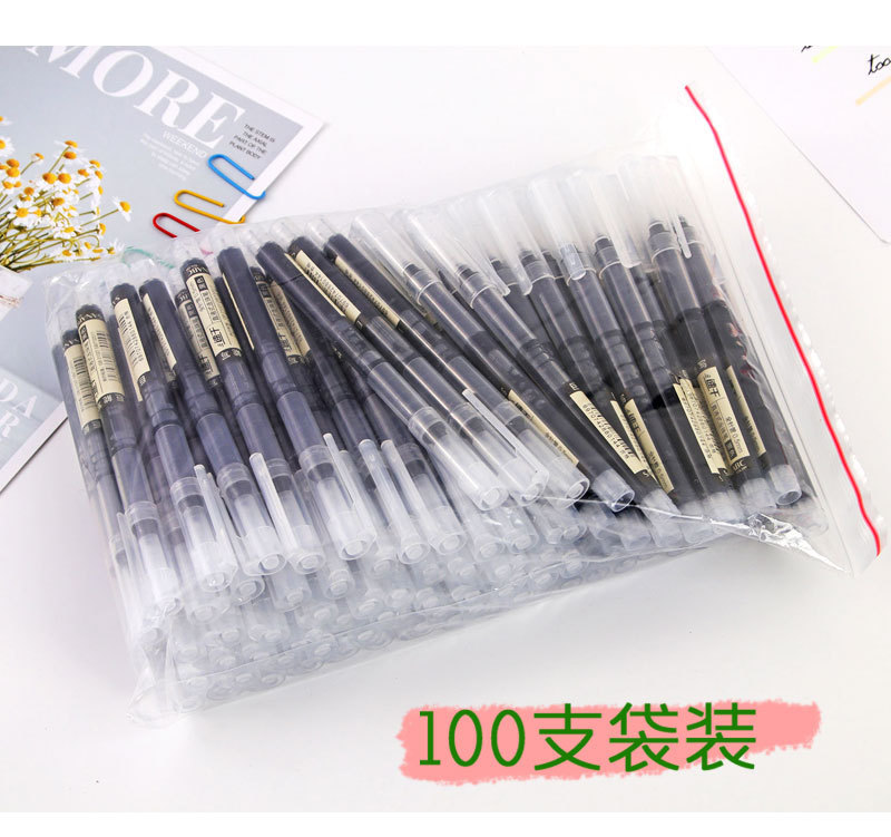 Wholesale of direct-flow ballpoint pens, quick-drying black pens, student pens, gel pens, stationery, large-capacity 0.5mm practice water pens pic 6