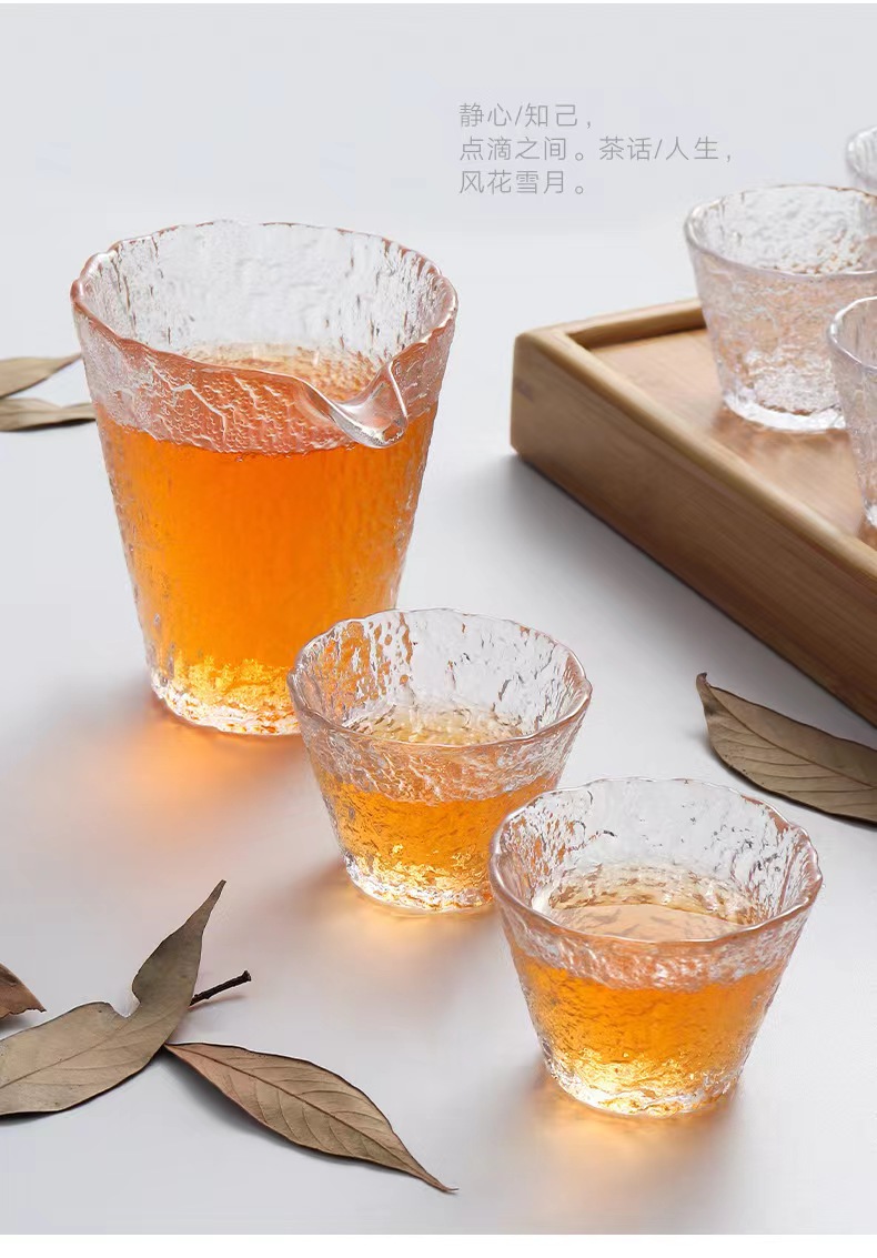 日式玻璃茶杯家用功夫主人杯品茗杯小杯透明玻璃锤纹品茗小茶杯详情8