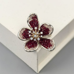 国潮冰蓝渐变水晶葫芦胸针高级感铜合金天然贝母微镶锆石别针胸花详情4