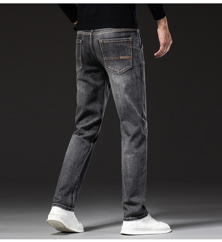 牛仔裤男秋冬商务直筒宽松弹力中青年长裤子男春秋款详情22