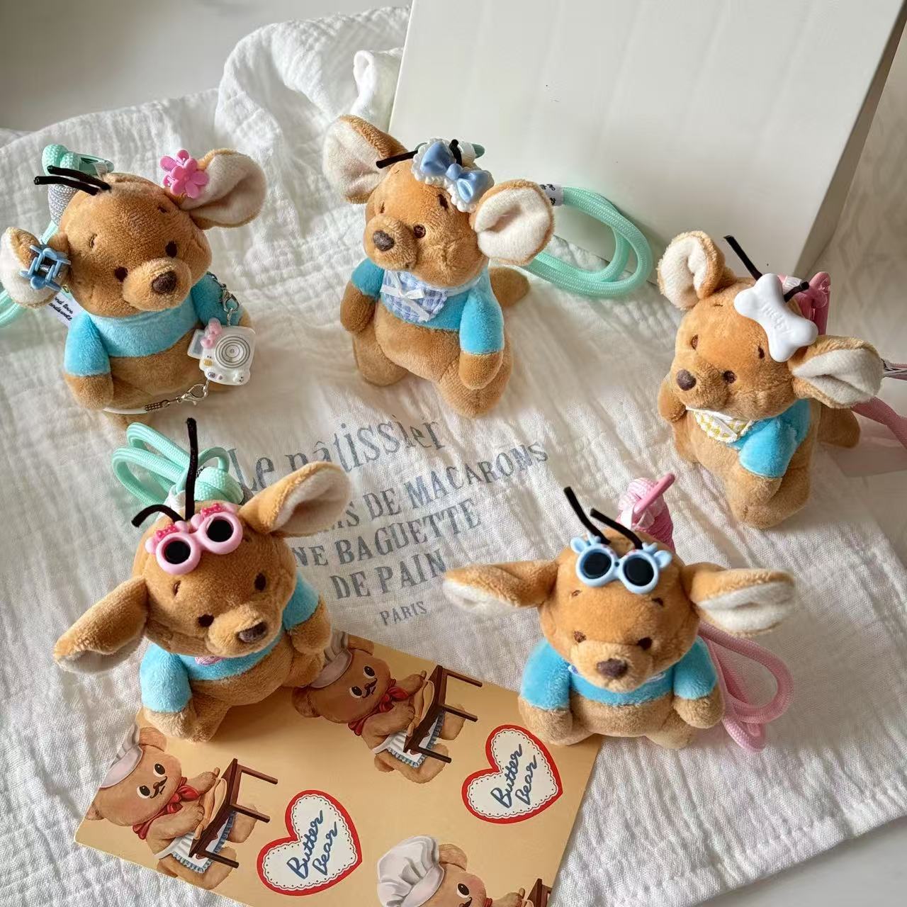 Garden Little Bean Little Kangaroo Pendant Keychain Plush Toy Gift Cartoon Cute same style Little Bean Doll Pendant pic 2