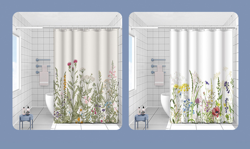 Cross-border hot sampling bath curtain, waterproof curtain, anti-mold, no need for drilling, bathroom curtain, waterproof fabric, shower partition curtain pic 5
