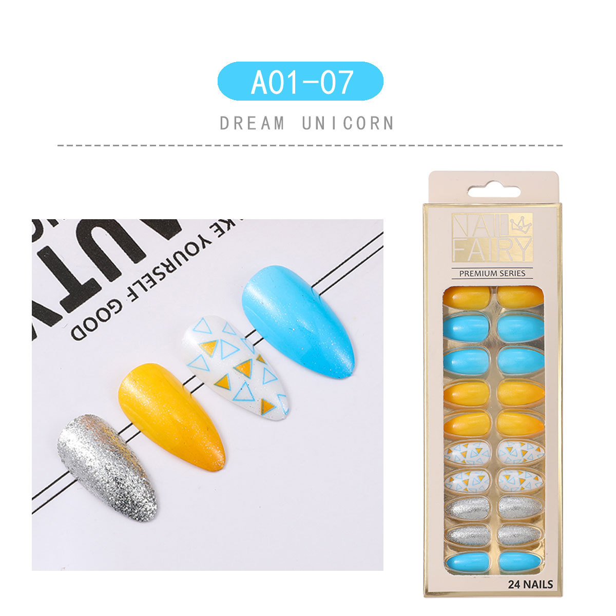 Cross-border fresh water drop nail nail patch finished nail patch detachable pointed nail wearable nail patch false nail pic 7
