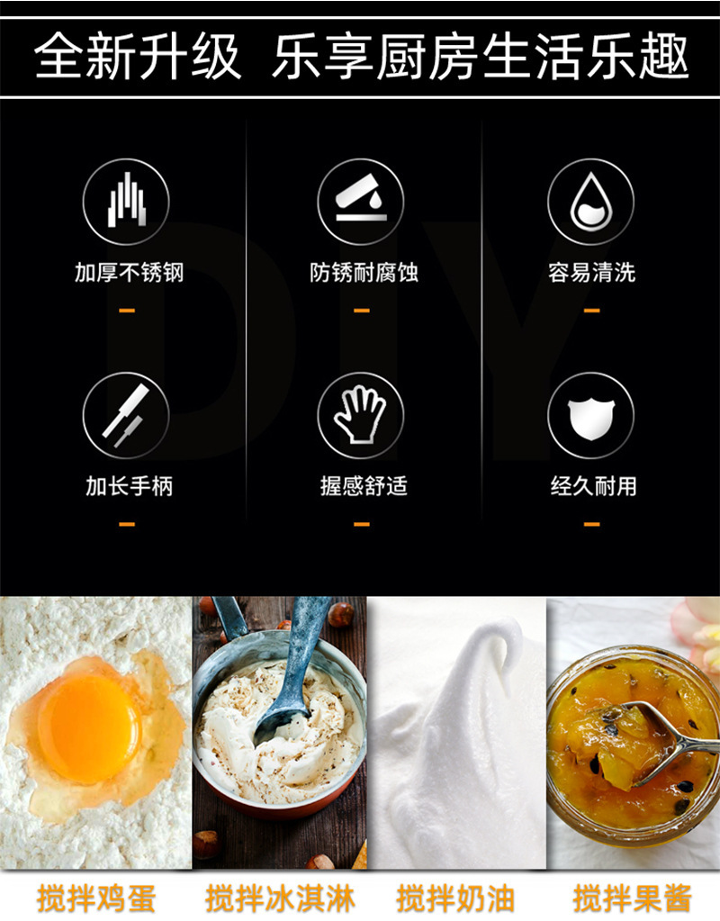 厂家直销 不锈钢半自动打蛋器旋转奶油鸡蛋搅拌器 家用手动打蛋器详情2