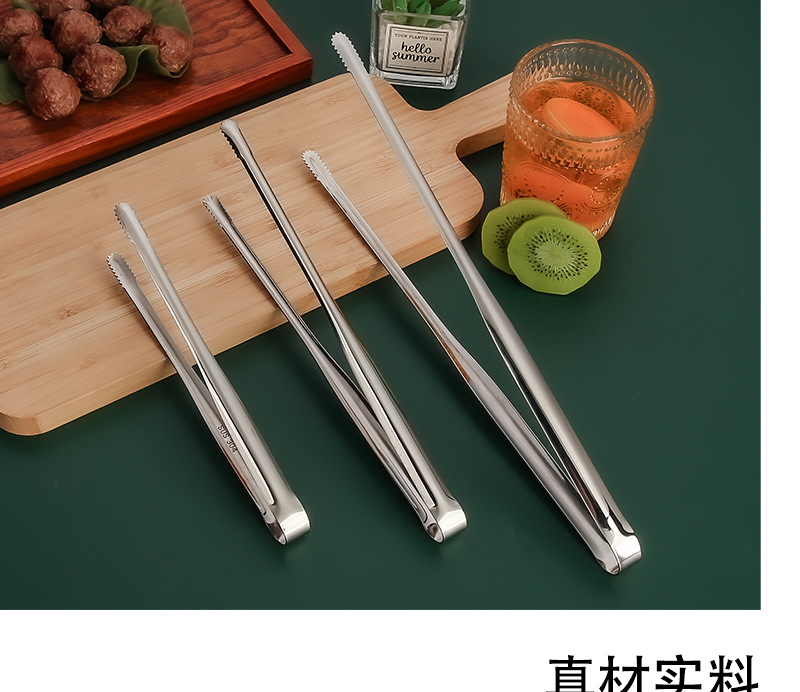 韩式烤肉夹304面包夹家用牛扒夹防烫烧烤夹冰夹批发不锈钢食品夹详情15