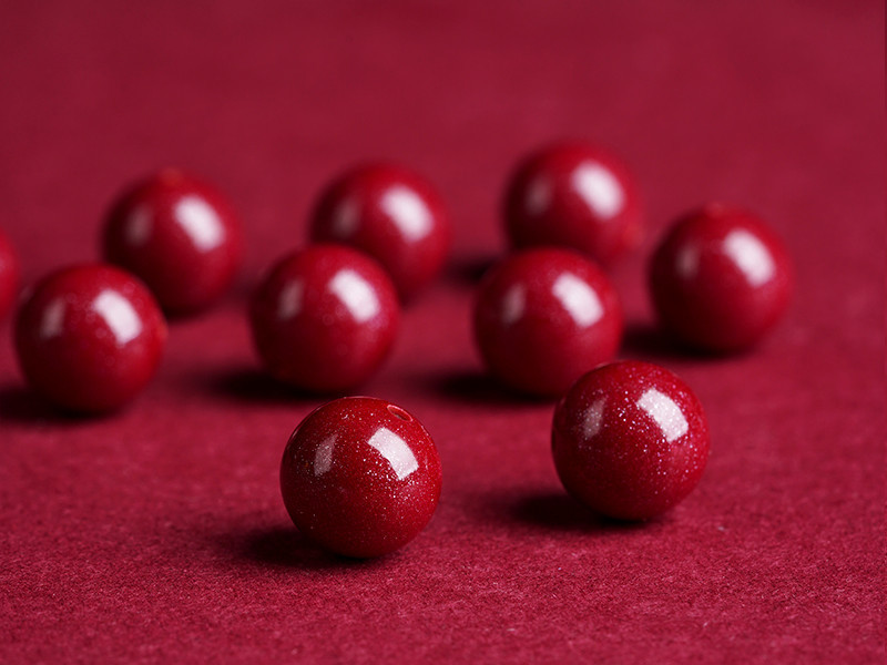 Jiuya Crystal natural raw ore cinnabar loose beads, purple gold sand round beads, semi-finished products, imperial red sand decorative beads pic 11