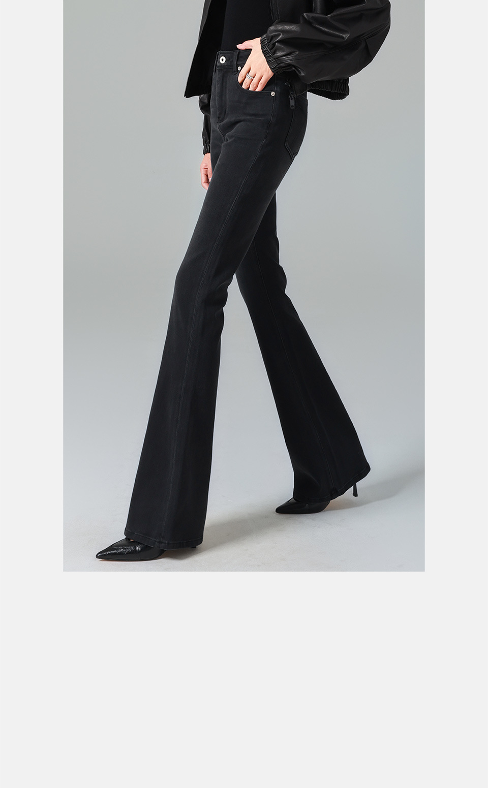 Fleece/black and gray high-waisted Jeans for women, slightly flared, four-sided elastic, slimming, 25 autumn and winter new, lifting the buttocks, tight pic 26