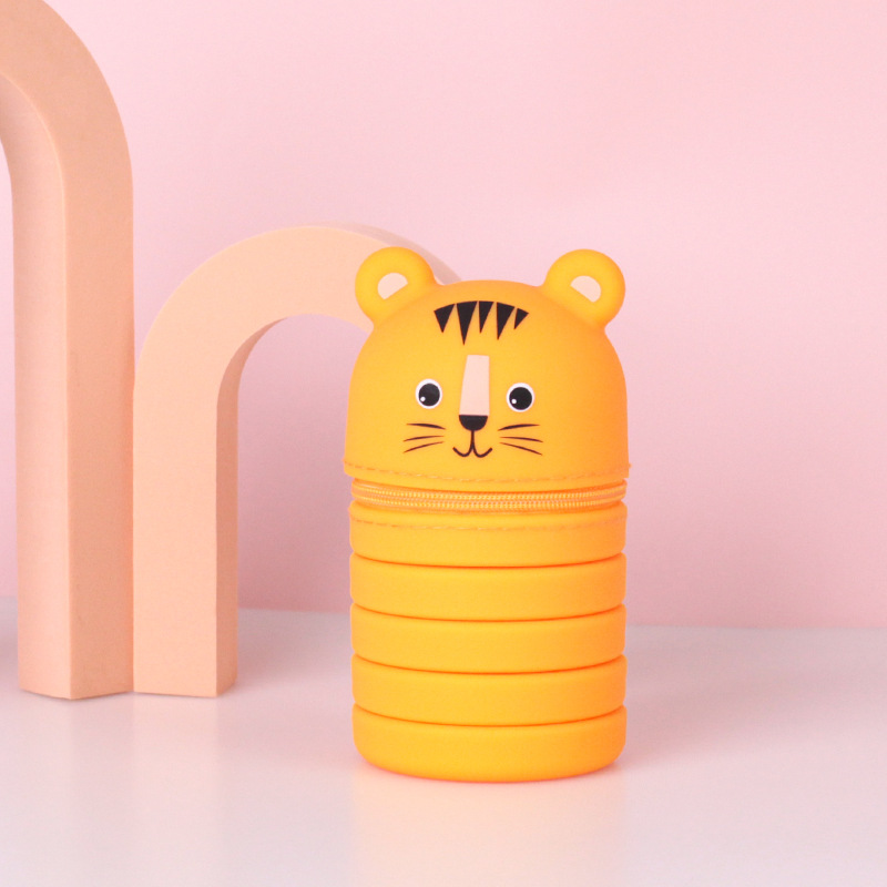 学生笔袋文具硅胶笔袋卡通可伸缩笔筒文具学习用品厂家批发可定详情30