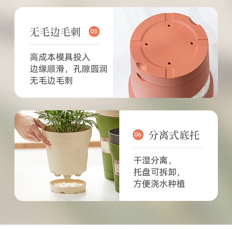 现代简约懒人花盆 自动吸水树脂塑料花盆办公室室内绿植多肉花盆详情7