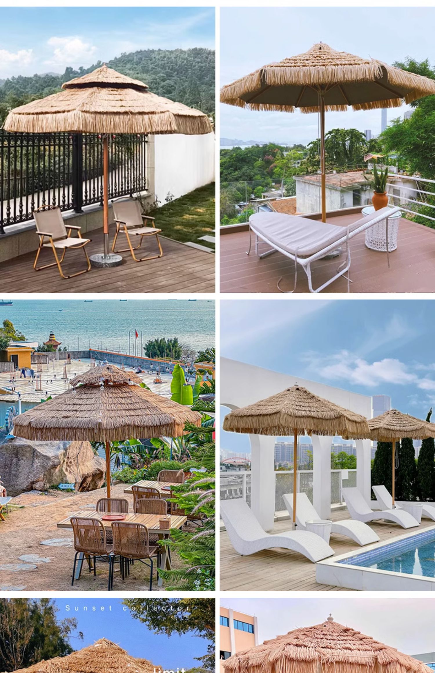 3MLE茅草伞户外遮阳伞庭院伞中柱伞室外摆摊太阳伞露营草棚稻详情9