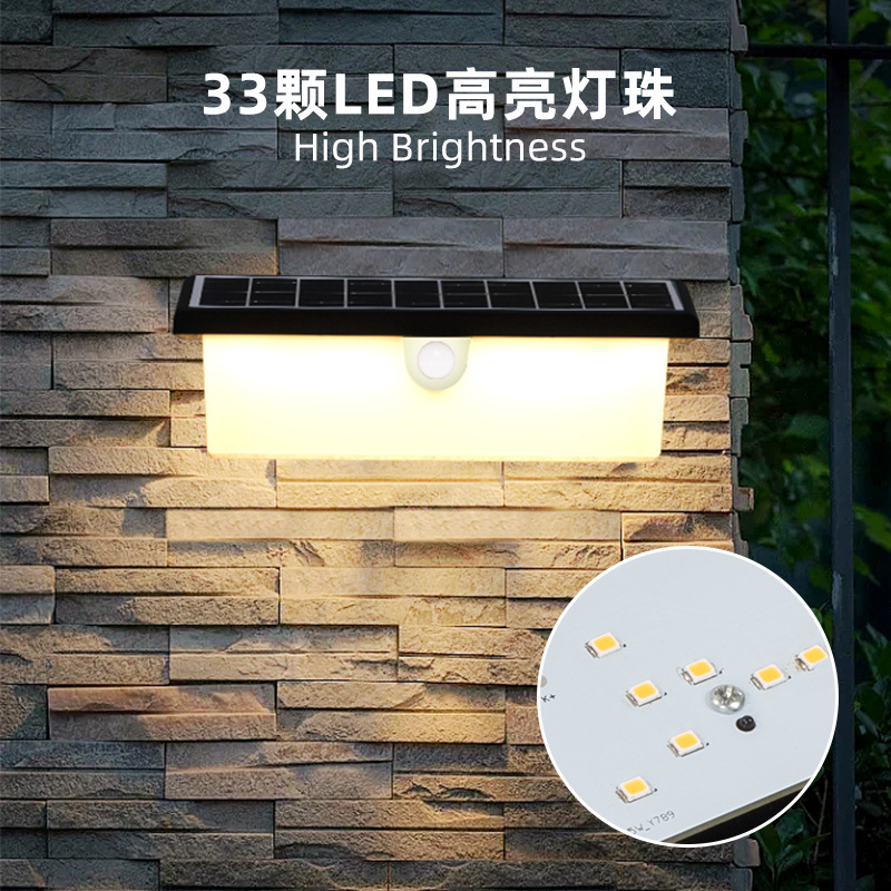 跨境太阳能灯壁灯防水人体感应灯家用户外灯花园门口围墙庭院灯详情9