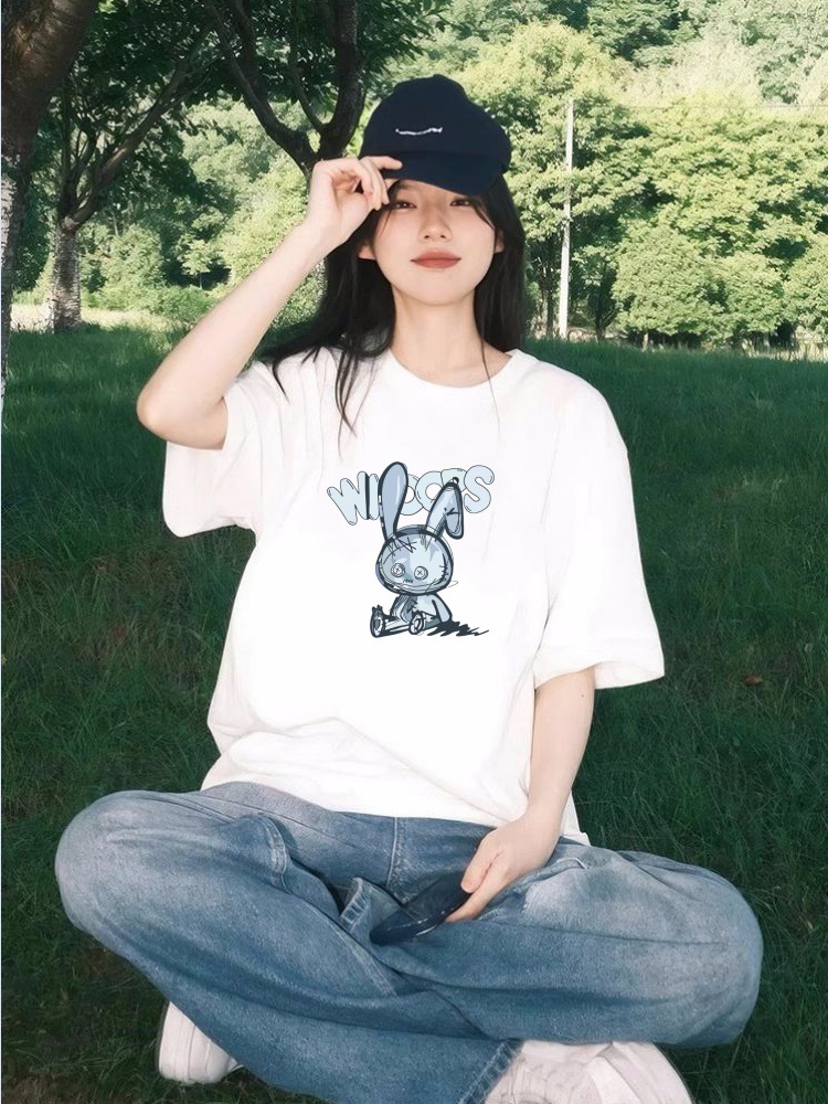 纯棉短袖t恤女美式新款宽松休闲上衣夏季上衣白t恤230克女装短袖详情22