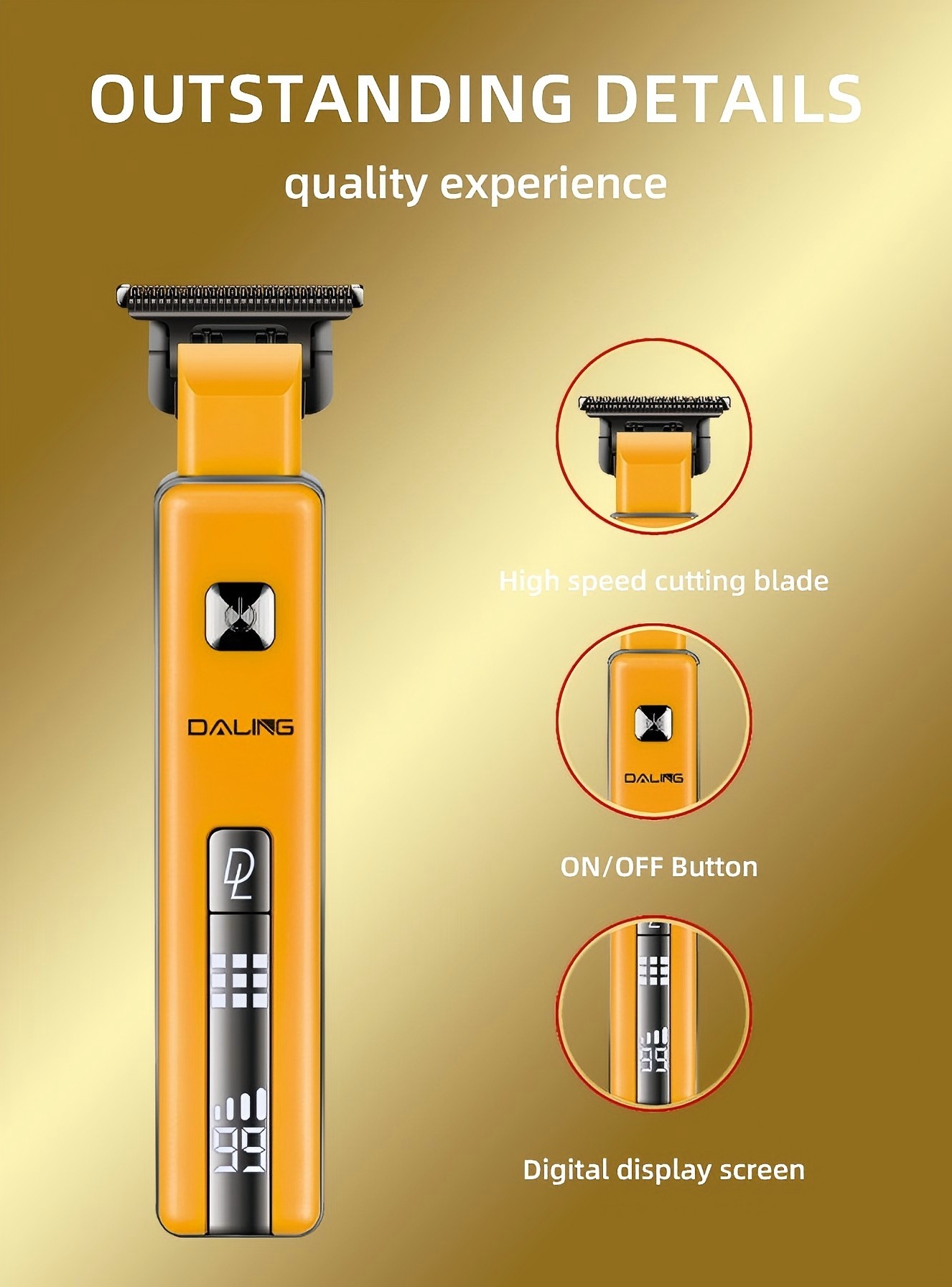 DALING 0021 Hair clipper with digital display USB charging oil head clipper for home hair salon engraving haircuts pic 10