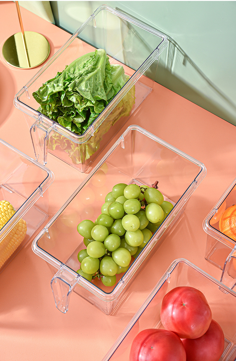 Refrigerator storage box with lid and handle, large-capacity fresh-keeping box for storing vegetables in the refrigerator, household kitchen organizing and storage box pic 9