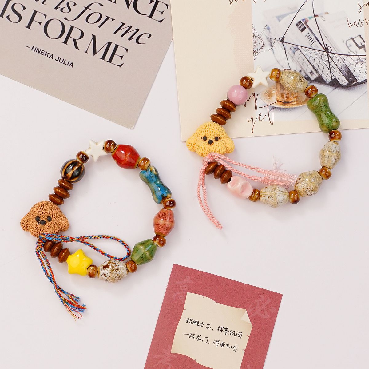 Jingdezhen original ceramic bracelet, cartoon teddy dog, cute summer best friend bracelet, live-streaming stall, wholesale supply pic 2