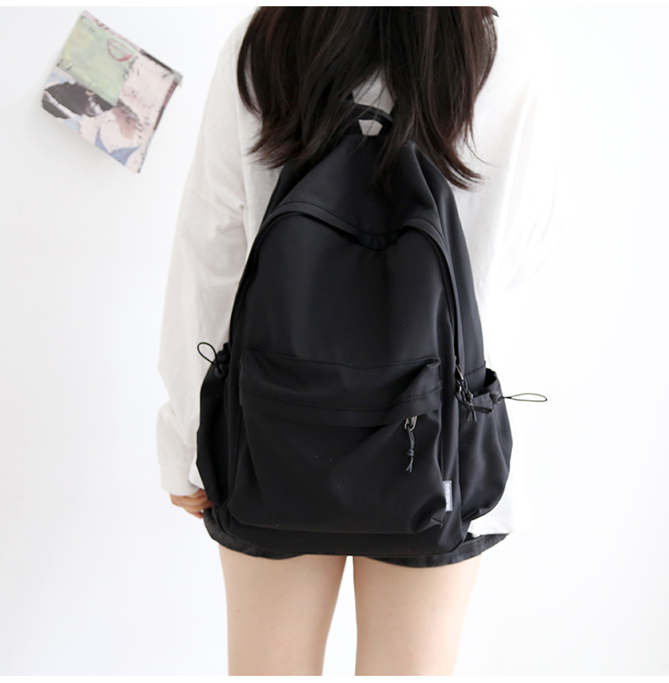 NR森系百搭纯色双肩包男书包女大学生韩版高中背包女双肩大小款详情23