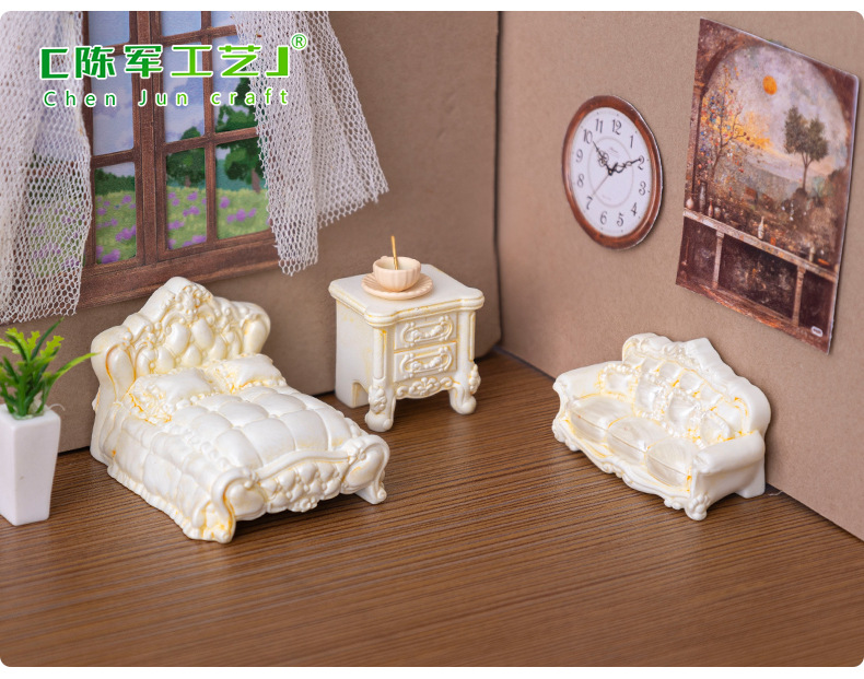 Creative Baroque-style furniture miniature models, dollhouses, diy decorative accessories, micro-landscape mini ornaments pic 10