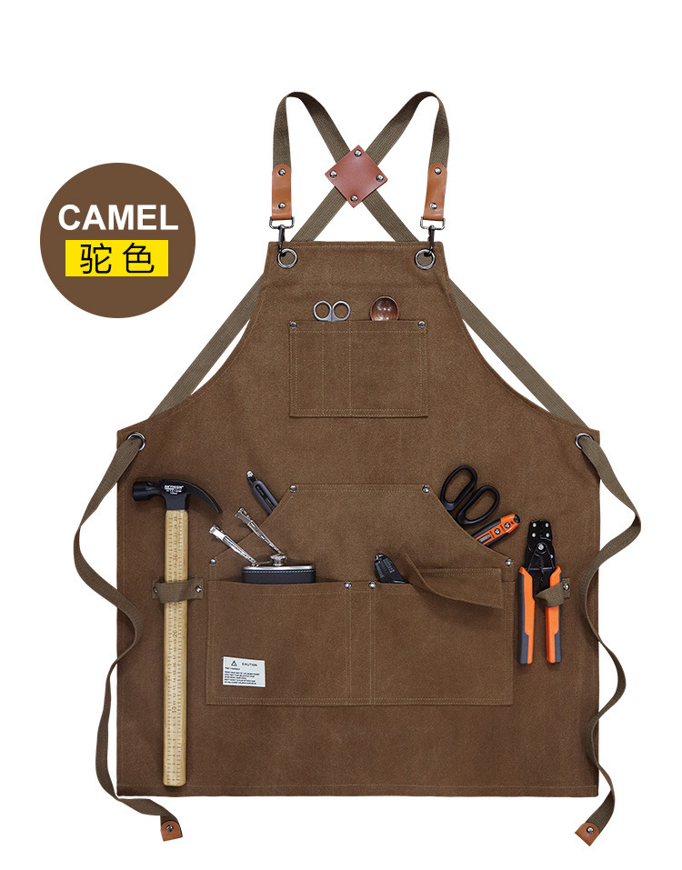 【持嘉】跨境加厚帆布多口袋工匠园艺工作服围裙烧烤汽修师机械师详情22