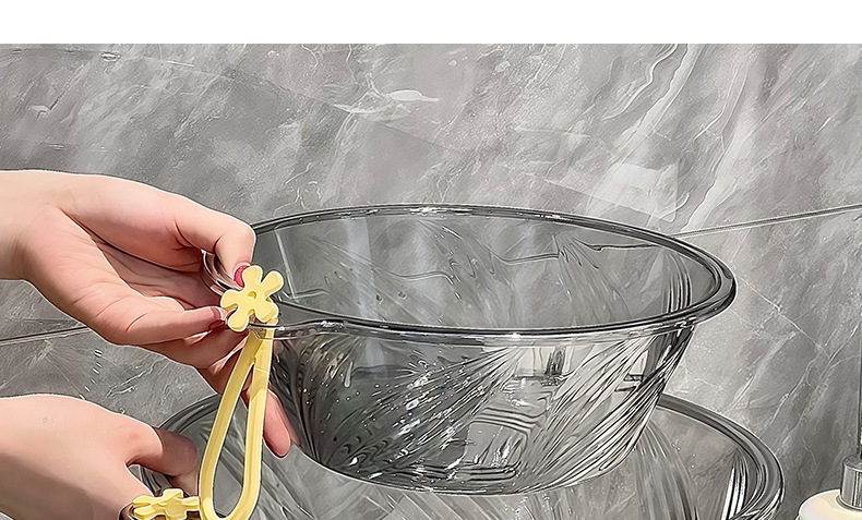 家用高颜值透明加厚纹理洗衣盆多功能壁挂洗脚盆塑料厨房洗菜盆子详情11