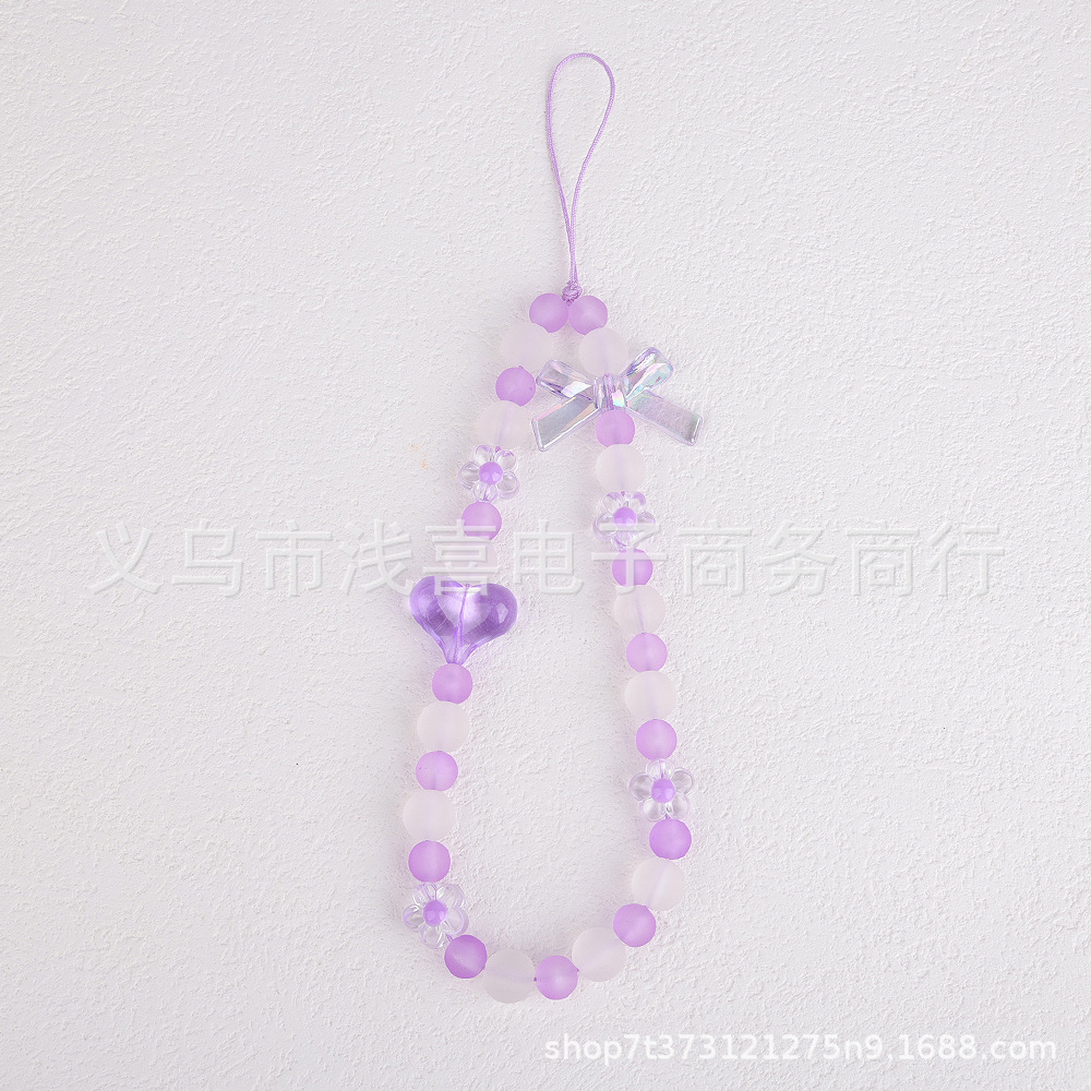 Amazon Goddess Sweet butterfly heart mobile phone chain Heart beaded pendant rope Keychain mobile phone pendant pic 5