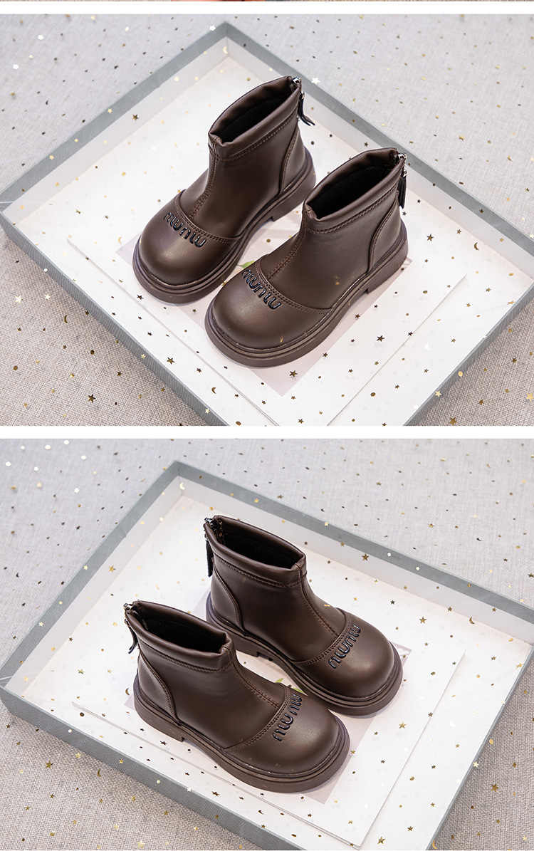 2024秋季新款女童中帮皮靴男童韩版儿童短靴时尚休闲中筒童鞋批发详情12