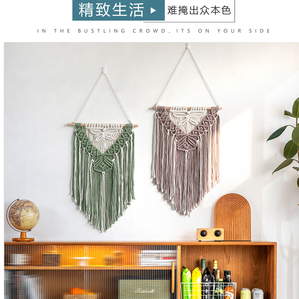 新款北欧流苏挂毯手工编织民宿装饰床头背景挂饰波西米亚客厅壁毯详情16