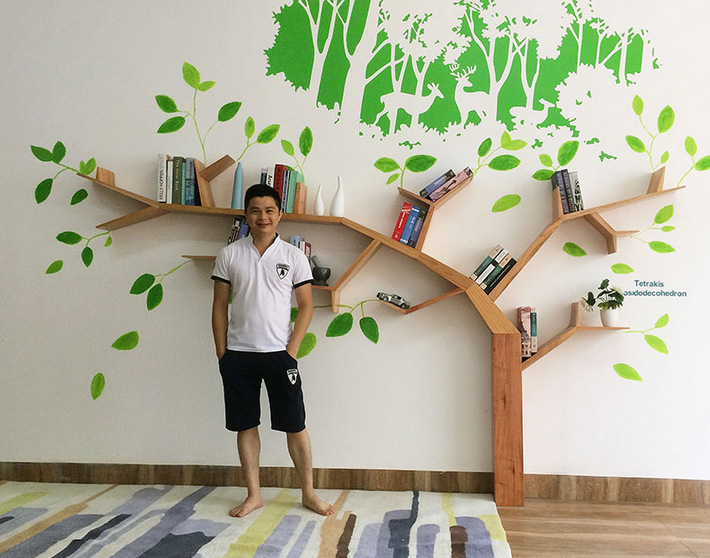 实木书树形书架上墙装饰创意书柜收纳架置物架幼儿园特殊造型详情9