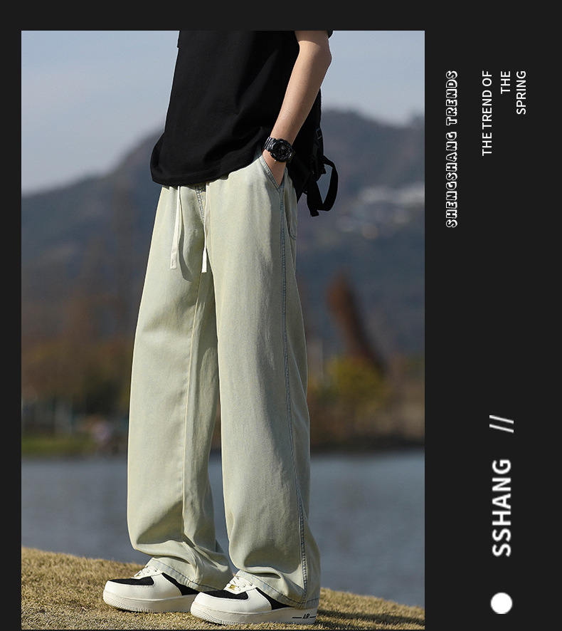 春夏男装|夏季天丝牛仔裤男2025新品直筒休闲长裤潮牌垂感阔腿裤详情12
