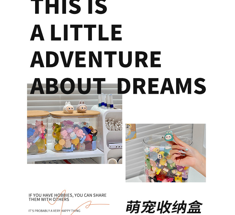 萌宠LABUB小玩偶盲盒DIY密封木盖塑料桌面收纳罐详情3
