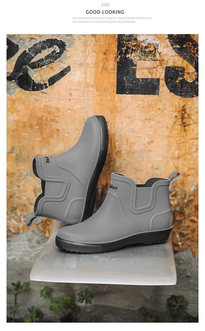 跨境雨鞋男士时尚雨靴防滑低筒新款切尔西成人户外钓鱼防水靴外贸详情22