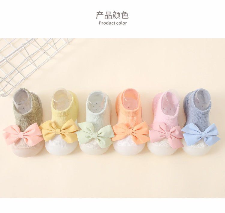 New spring and summer bowknot baby and toddler princess-style indoor and outdoor anti-slip and anti-collision baby and toddler walking shoes and socks pic 3