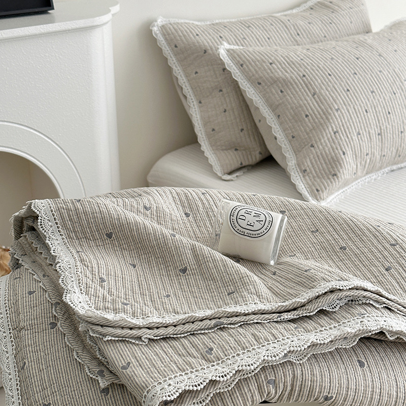 Lisa series, a three-piece set of all-cotton high-temperature sand-washed cotton bed cover, is skin-friendly, breathable and suitable for all seasons pic 12