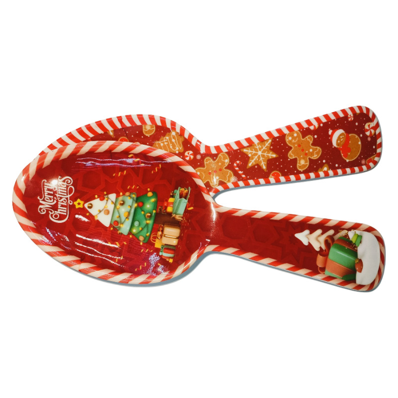 跨境外贸工厂直发一体成型红色圣诞树姜饼密胺汤勺酒店家用详情4