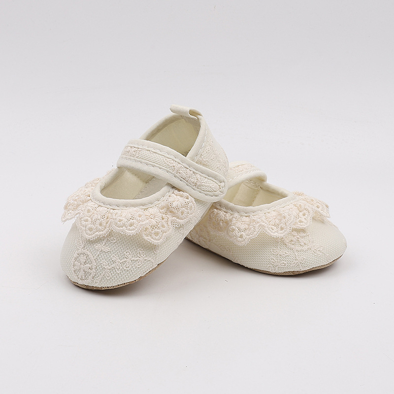春秋婴儿宝宝蕾丝公主鞋0-1岁学步彩棉新生儿百天周岁布鞋不掉鞋详情2
