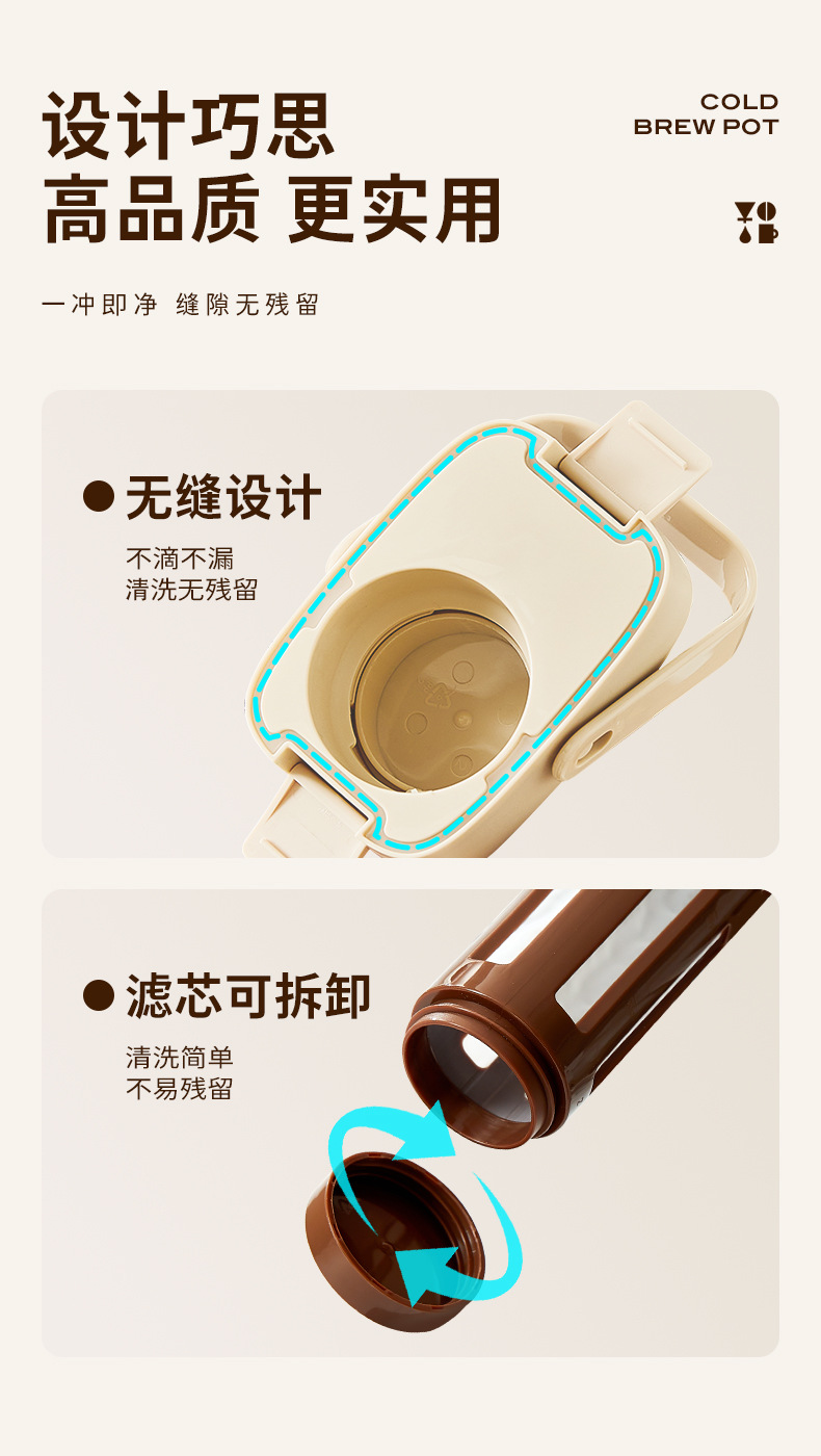 Large-capacity coffee cold brew pot, cold-brewed fruit tea, household cold water pot, beverage cold water, food-grade brewing cold brew cup pic 5
