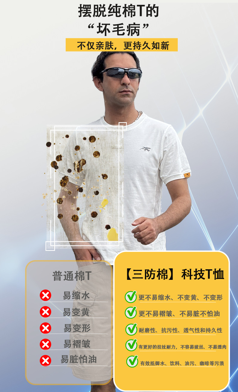  逸途 三防纯棉圆领战术t恤防水防油透气休闲百搭男士短袖t耐磨作训体能详情7