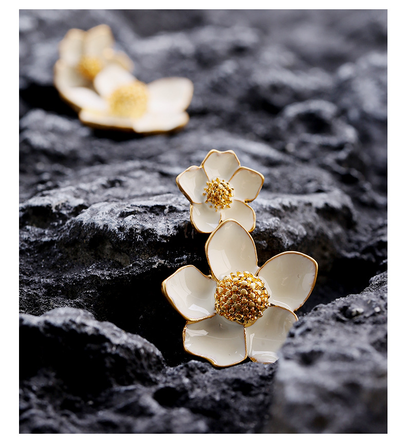 国风精致优雅花朵耳环气质高级感中古耳钉滴釉珐琅复古耳饰耳钉女详情16