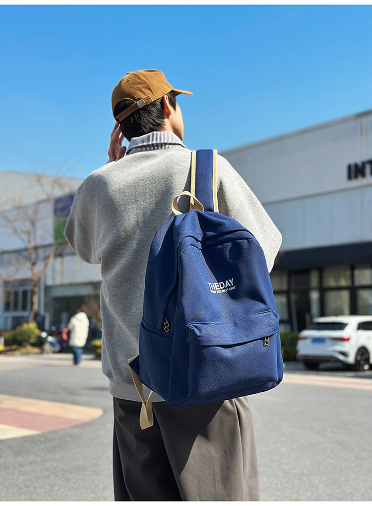 跨境港风双肩包男士大容量休闲韩版帆布大学生高中书包女潮流背包详情13