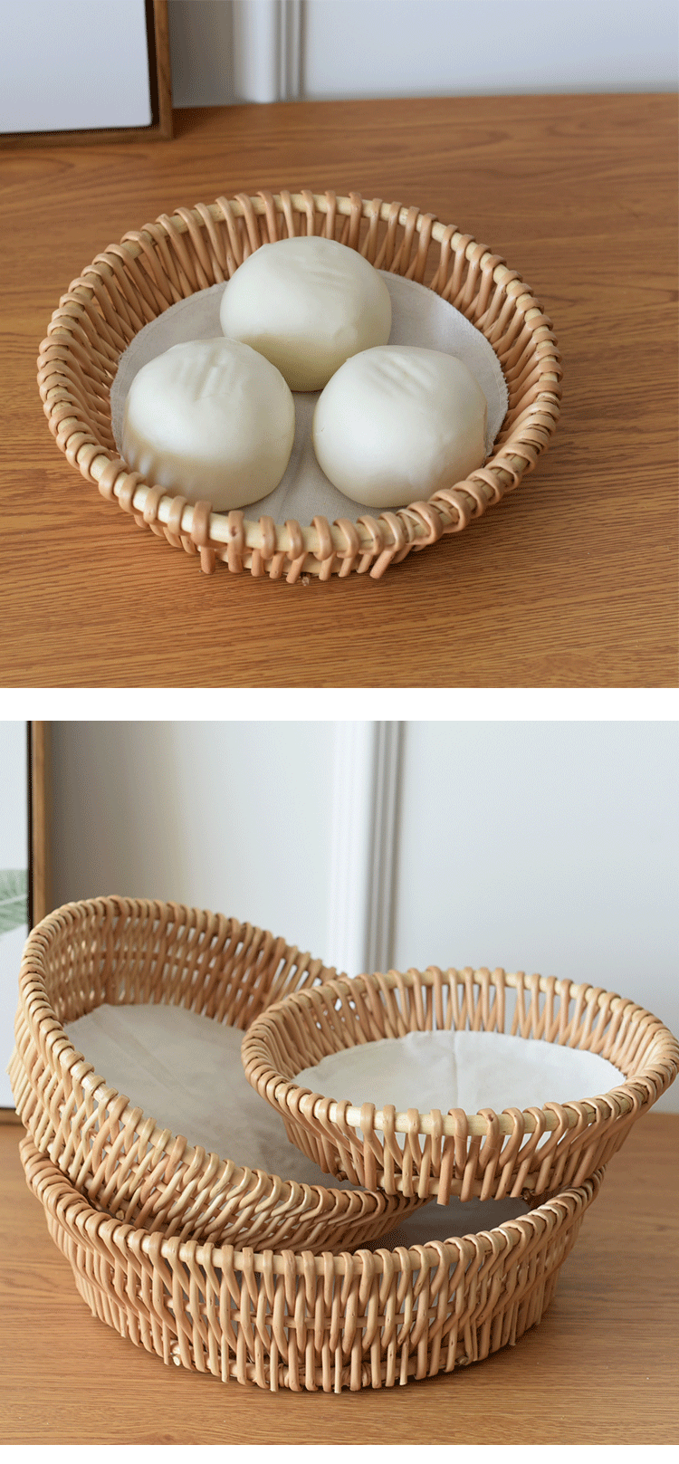馒头筐柳编藤编竹编筐收纳篮编织篮子水果桌面零食面包框竹篮子详情5