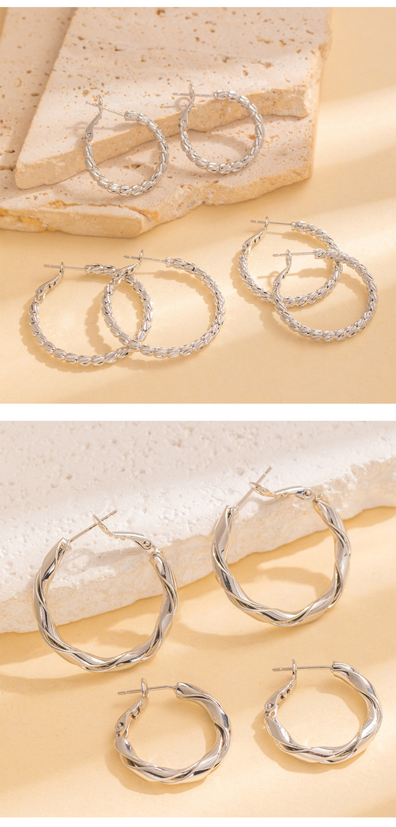 Sweet and cool style fashionable commuting large circle thin ear ring, niche design sense exaggerated earrings 925 silver needle plain ring earrings pic 80