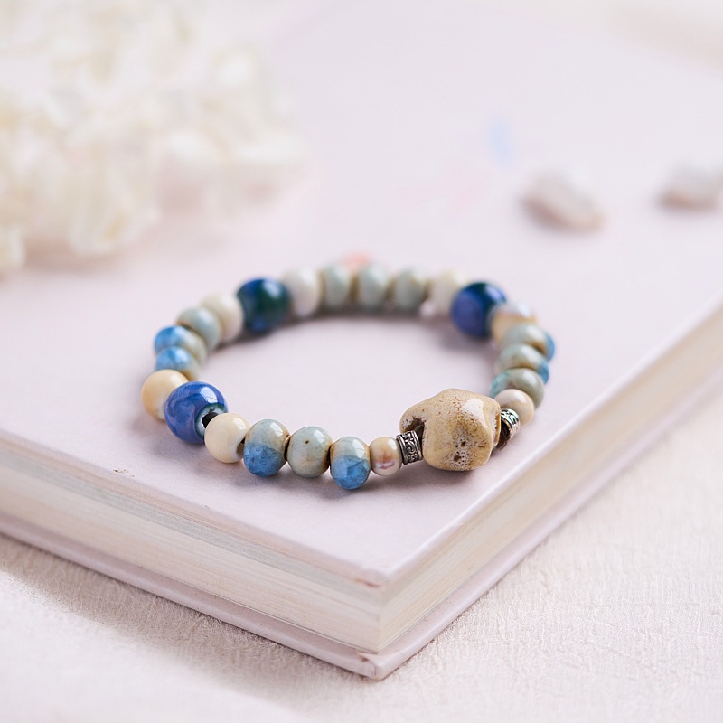 景德镇陶瓷手串礼物新中式百搭一缕瓷集小清新女生手工编织原创详情6