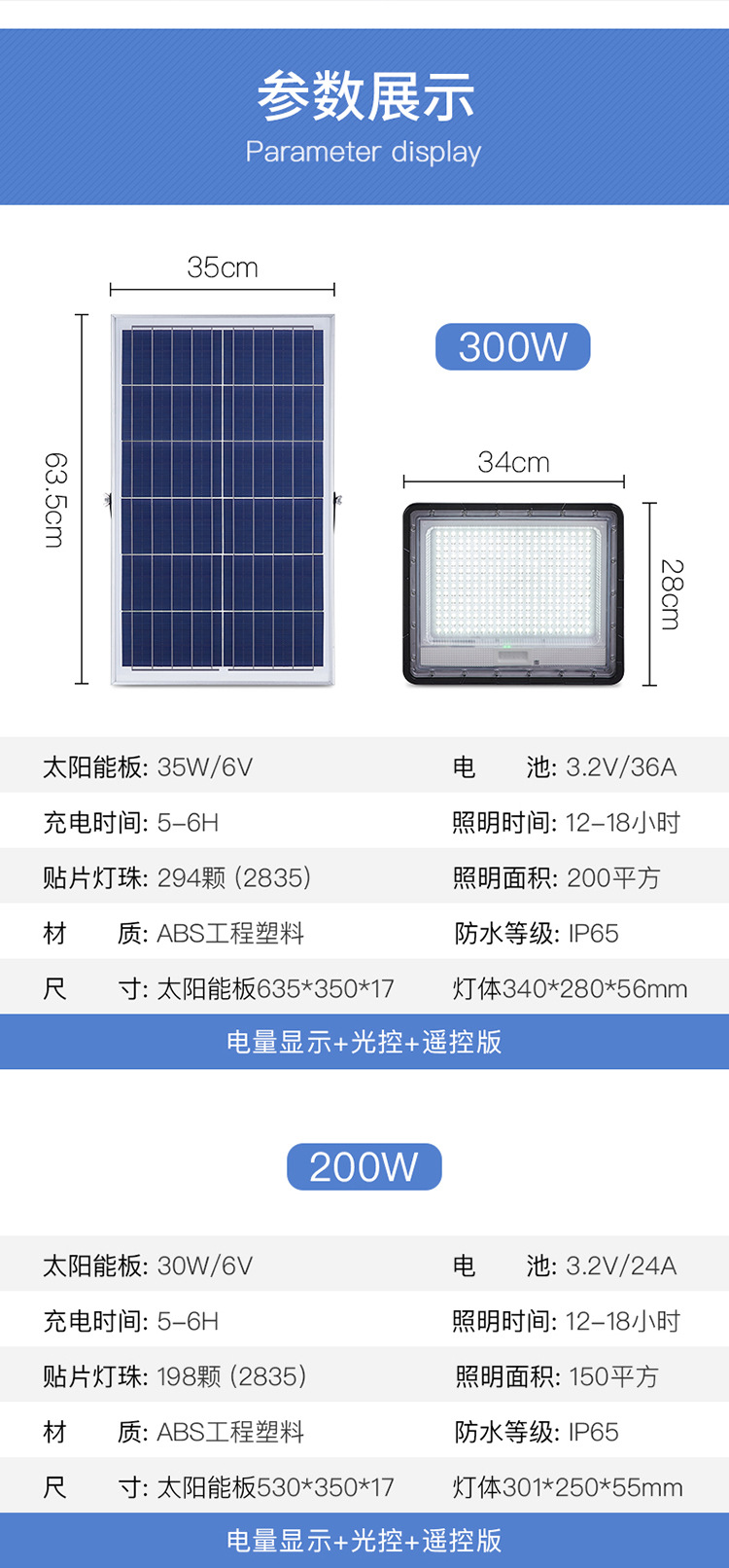 太阳能户外灯家用户外庭院灯超亮大功率乡村院子照明灯LED投光灯详情18