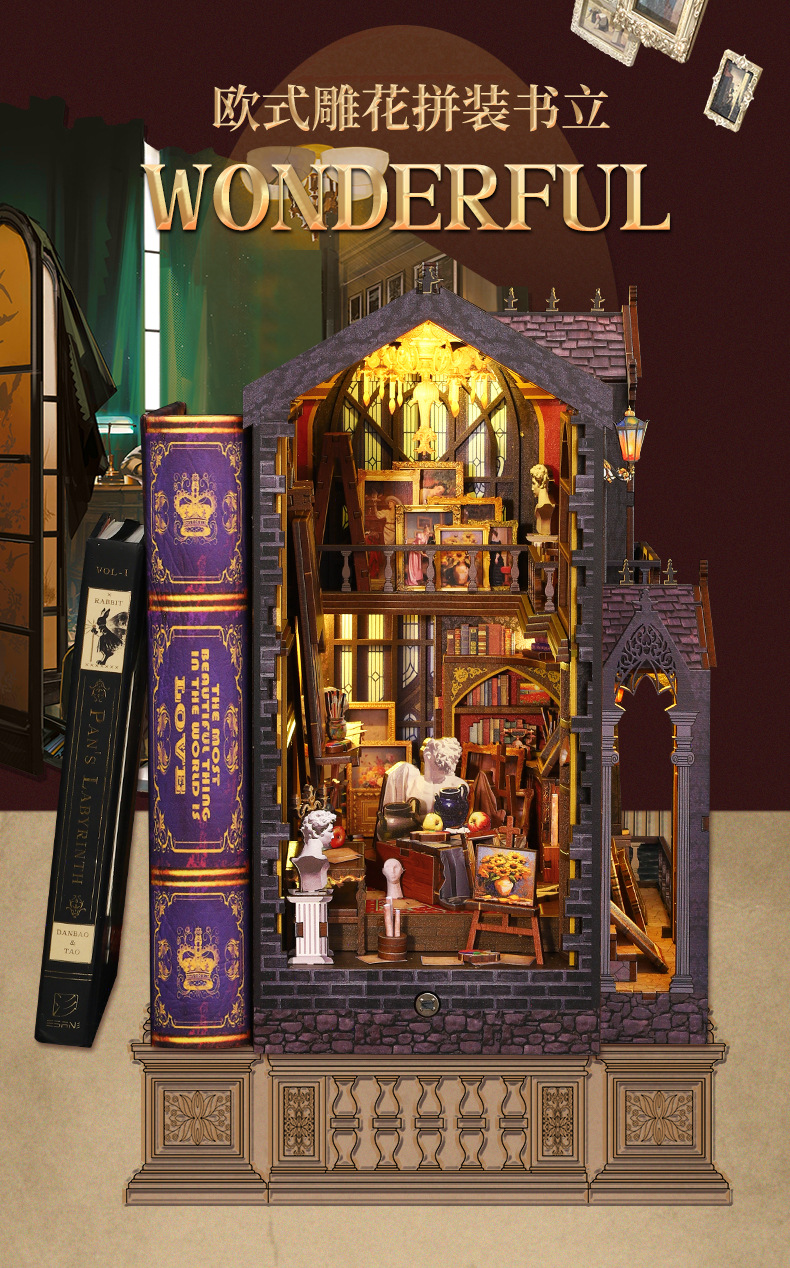 Jiate DIY Bookstand, Wonderful Art Studio diy Bookstand Assembly Bookstand, diy House 3D Bookstand, Handmade Model Book pic 2