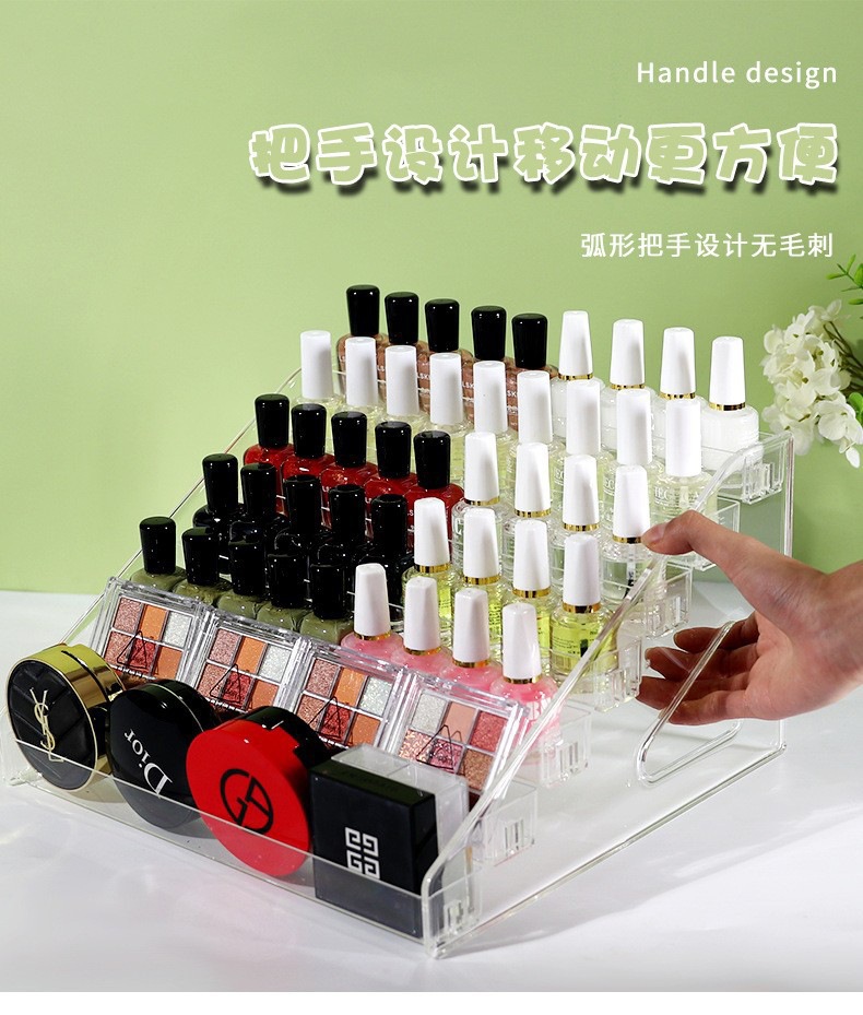 亚克力指甲油展示架多层透明美甲店展架眼影盘口红化妆品置物架详情9