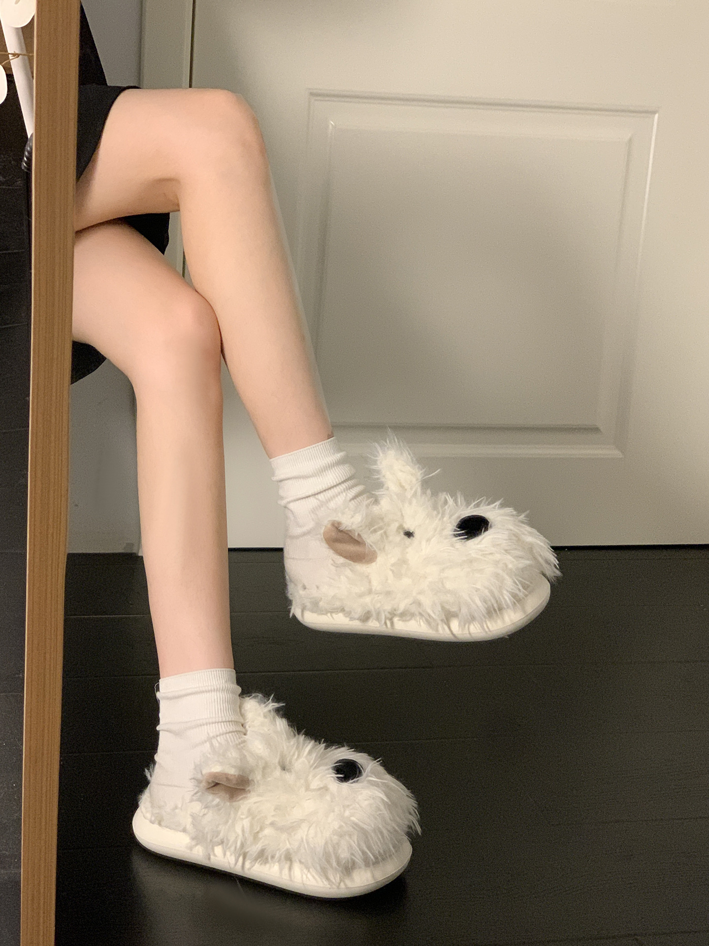 百搭潦草小狗毛毛拖鞋女外穿2025秋冬新款厚底增高保暖包头棉拖鞋详情12