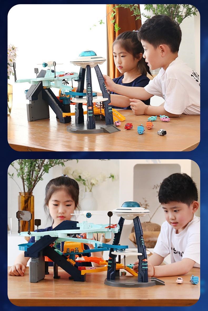 托思奇火星基地轨道大冒险电动闯光玩具轨道车儿童停车场汽车大楼详情21